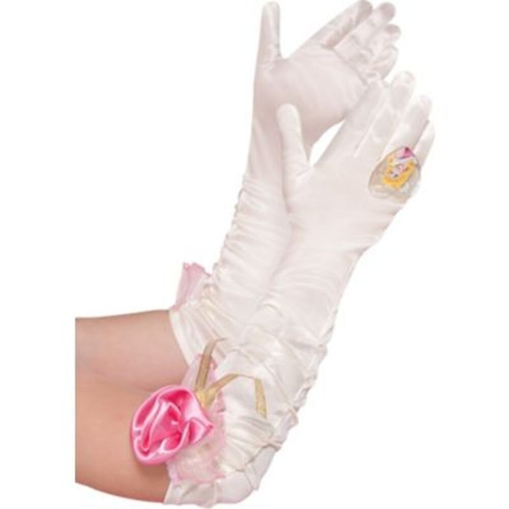 AMSCAN Long Aurora Gloves Halloween Costume White - Disney Princess Accessory